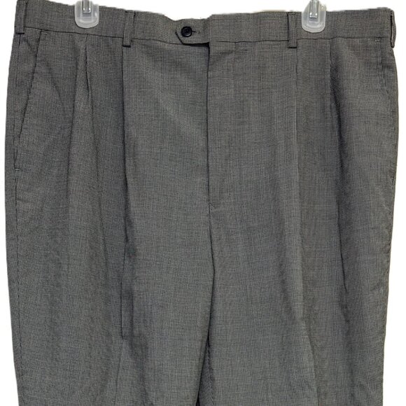 NWOT IVY Crew Slacks-Pants Men's 42X30 Gray Houndstooth Pleated, Creased, Cuffed - Picture 2 of 16